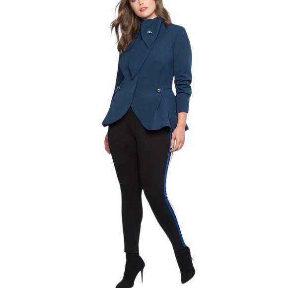 Eloquii Women’s Tie Neck Peplum Blazer Jacket Plus Size 18 Purple Fitted Suiting - Picture 10 of 11